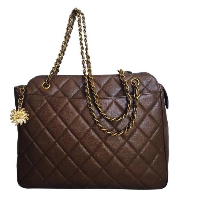 Chanel Timeless Large Quilted Gold Brown Leather Tote