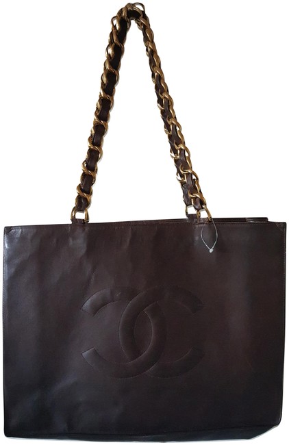 Chanel Timeless Paris Cc Lambskin 16.25 Inch Jumbo Handbag Brown Leather Tote