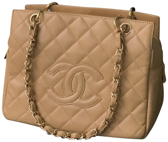 Chanel Timeless Petite Caviar NudeTan Calfskin Leather Tote