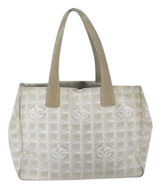 Chanel Timeless Quilted Canvas 215972 Beige Leather Tote
