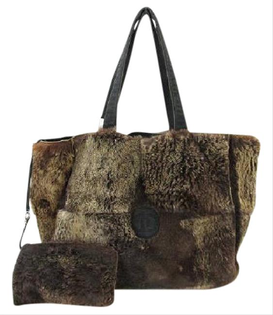 Chanel Timeless W Rabbit Fur W Pouch 217239 Dark Brown Lapin X Nubuck Tote