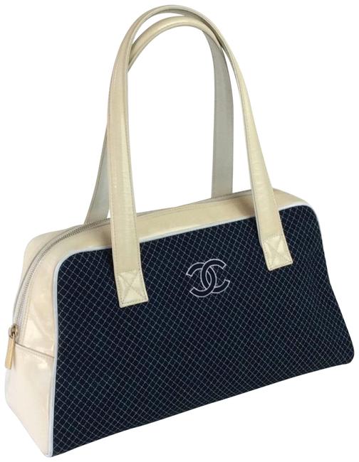 Chanel Timeless Reserve For Shannon Shoulder Leather Blue White Canvas Tote