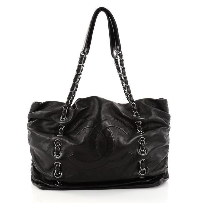 Chanel Timeless Sharpei Lambskin Medium Black Leather Tote