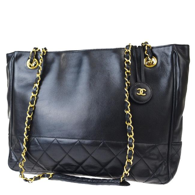 Chanel Timeless Shoulder Bag Cc Quilted Matelasse Chain Black Leather Tote