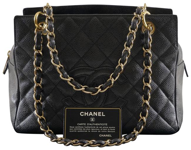 Chanel Timeless Caviar Cc Ptt Ghw Black Leather Tote