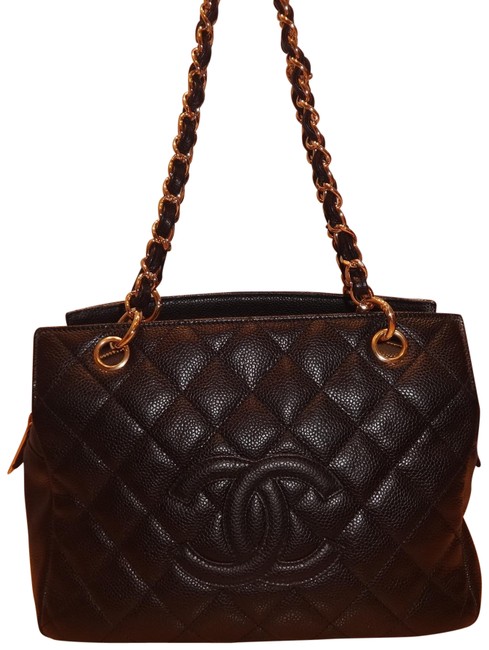 Chanel Timeless Shoulder Bag Petite Caviar Excellent Black Leather Tote