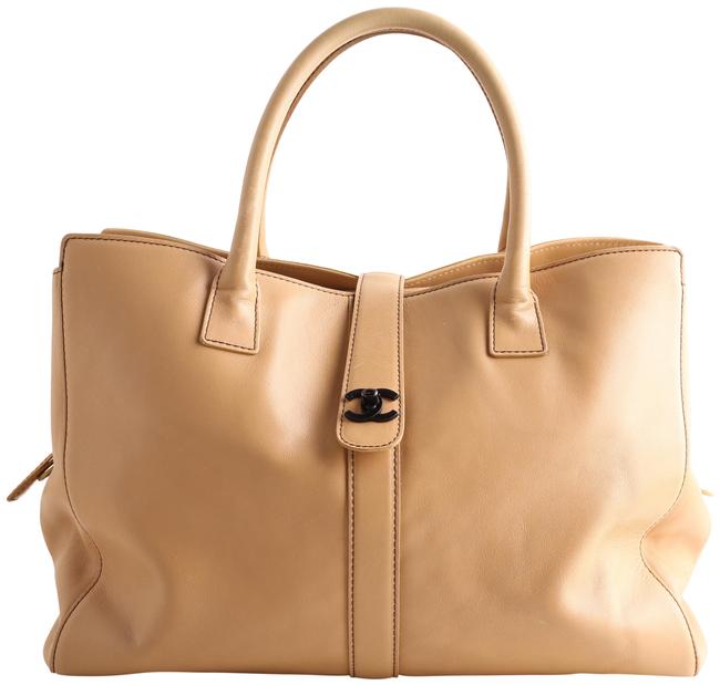 Chanel Timeless Vintage Beige Lambskin Leather Tote