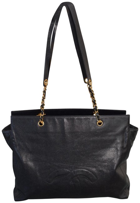 Chanel Timeless Bag Vintage Large 45cm. Black Caviar Leather Tote