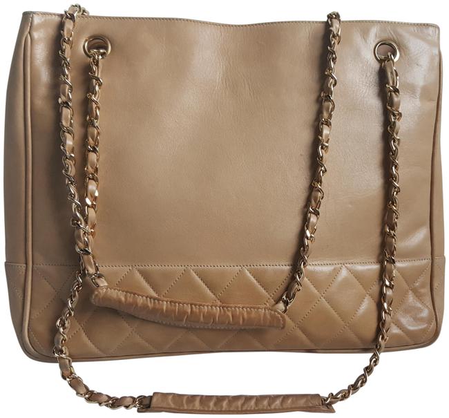 Chanel Timeless With Cc CharmPendant Tan Lambskin Leather Tote