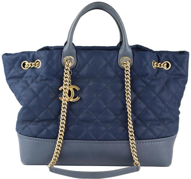 Chanel Top Navy Washed Caviar Tote
