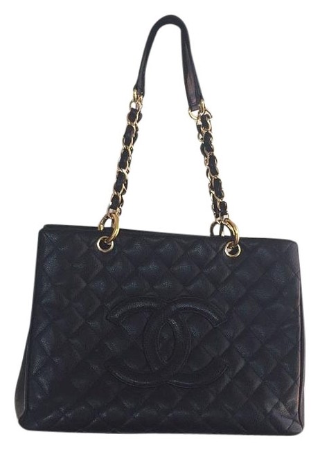 Chanel Shopping Large with Wallets Black Lambskin Leather Tote