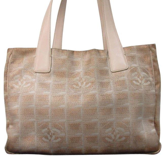 Chanel Travel Line TaupeCopper Metallic Brown Canvas Tote