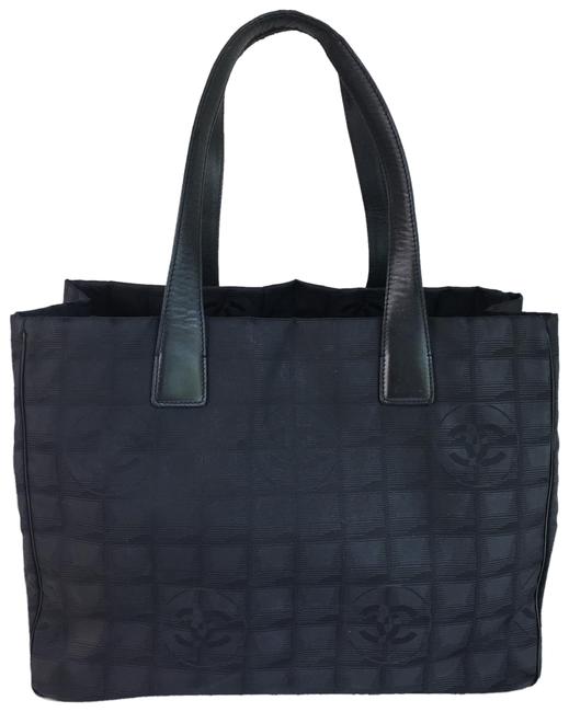 Chanel Travel Line Black Canvas Tote