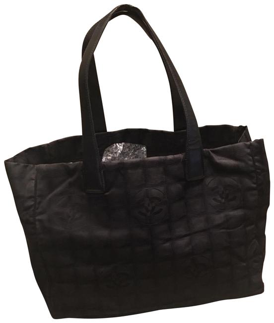Chanel Travel Line Black Fabric Tote