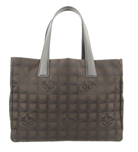 Chanel Travel Line Brown and Black Canvas Tote