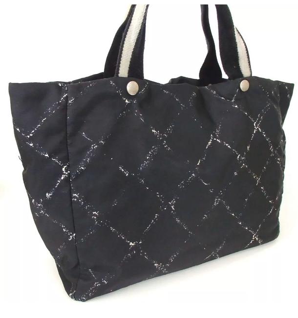 Chanel Travel Line Handbag Black Nylon Tote