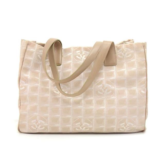 Chanel Bag Travel Line Jacquard Large Beige Nylon Tote