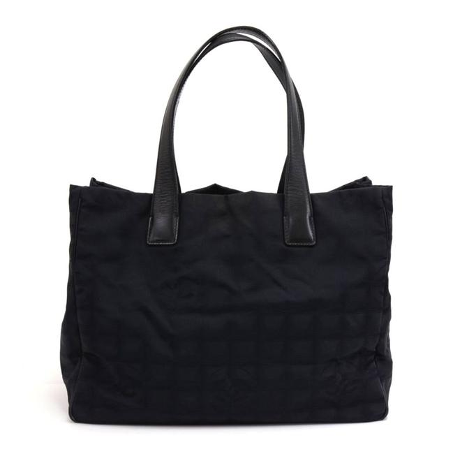 Chanel Bag Travel Line Jacquard Medium Black Nylon Tote