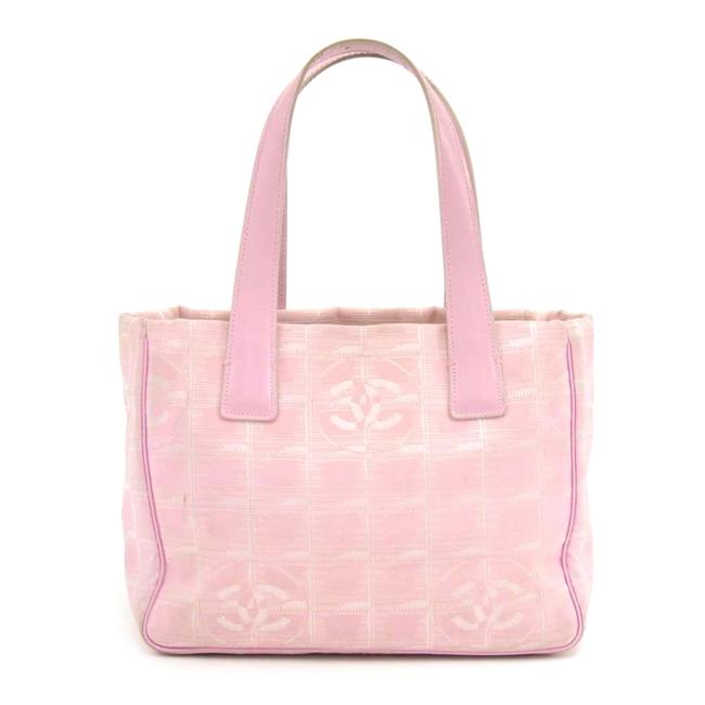Chanel Bag Travel Line Light Jacquard Mini Pink Nylon Tote