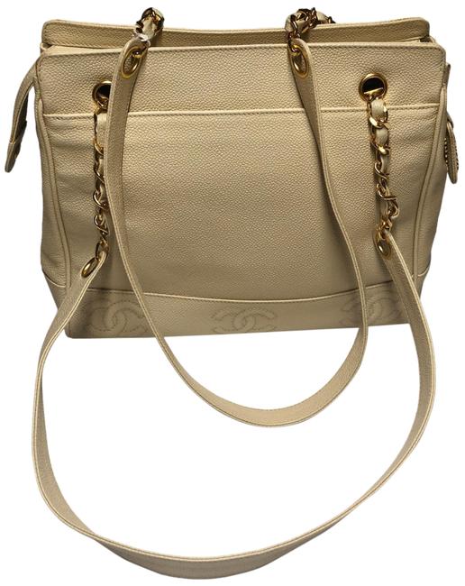 Chanel Triple C Zip Ivory Calf Leather Tote