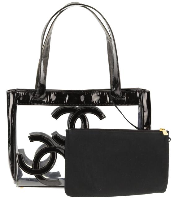 Chanel Triple Cc Black Polyurethane Tote