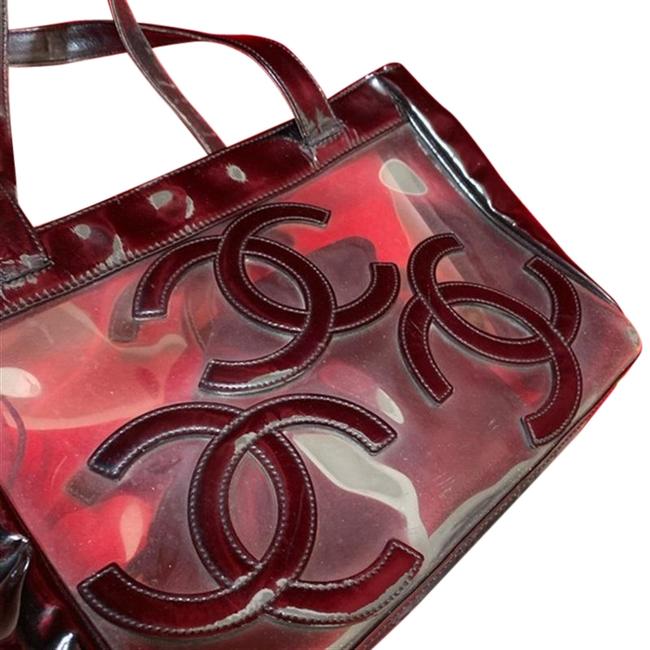 Chanel Triple Coco Clear Black Vinyl Tote