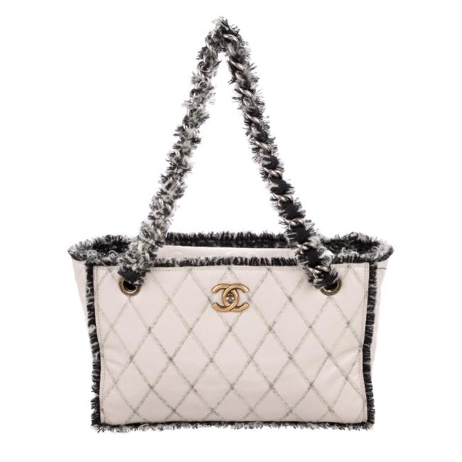 Chanel Tweedy White Leather Tote