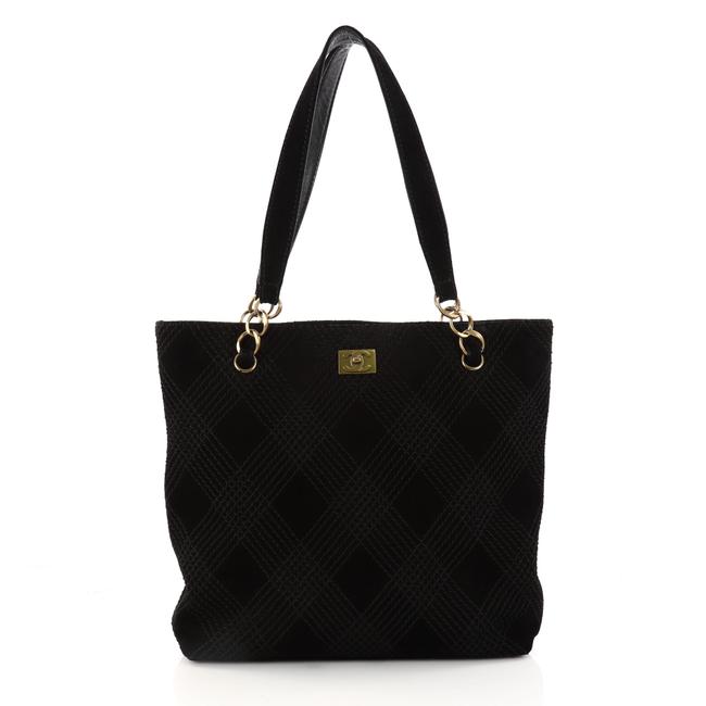 Chanel Vintage Stitch Medium Black Suede Tote
