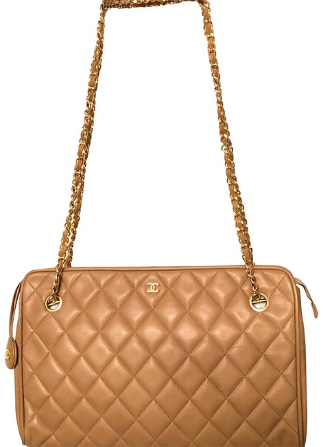 Chanel Vintage Tan Lambskin Leather Tote