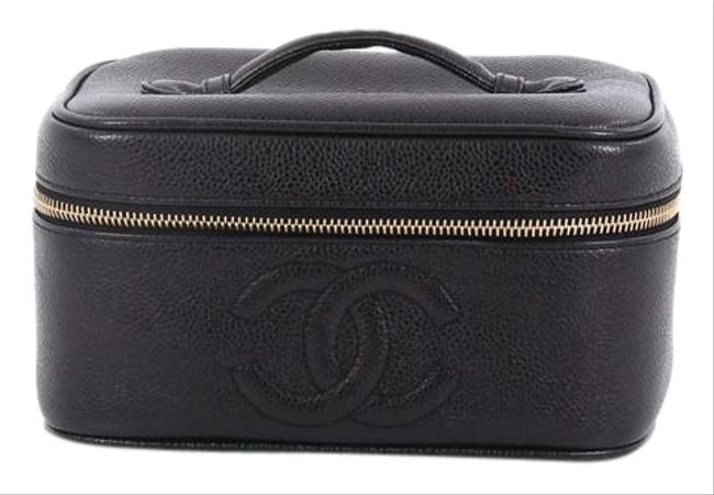 Chanel Cosmetic Case Vintage Timeless Caviar Black Leather Tote