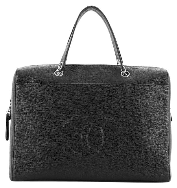 Chanel Vintage Timeless Zip Caviar Large Black Leather Tote