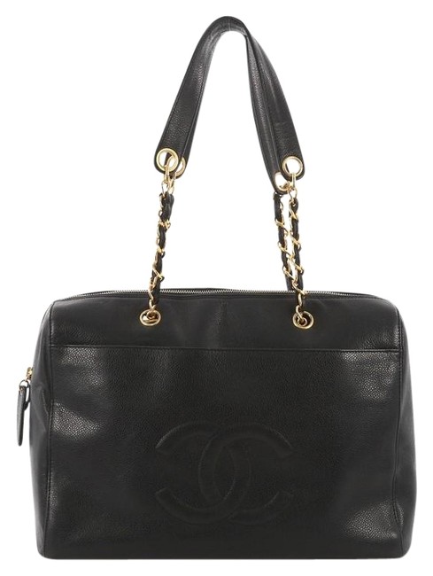 Chanel Vintage Timeless Zip Caviar Medium Black Leather Tote