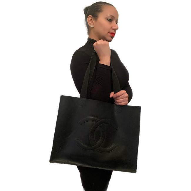 Chanel Vtg Logo Black Rubber Tote