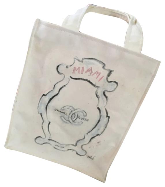 Chanel White Canvas Tote