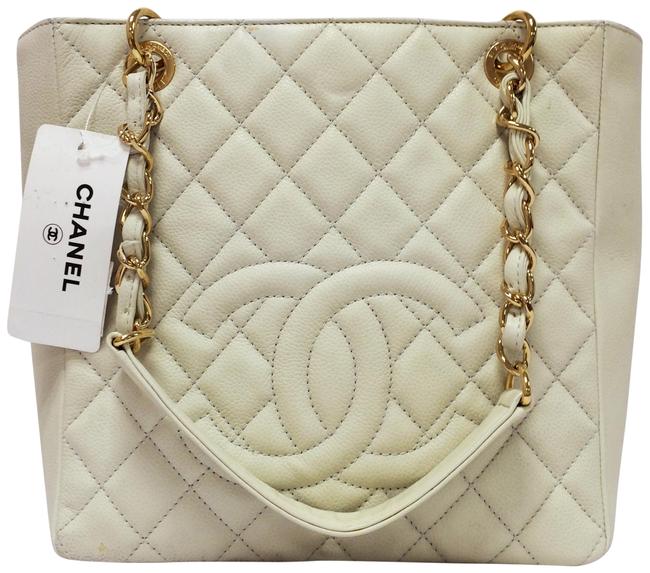 Chanel Bag White Caviar Leather Tote