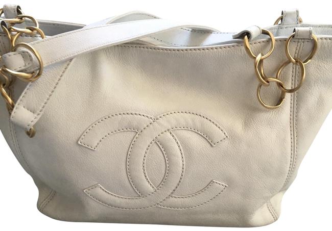 Chanel White Leather Tote