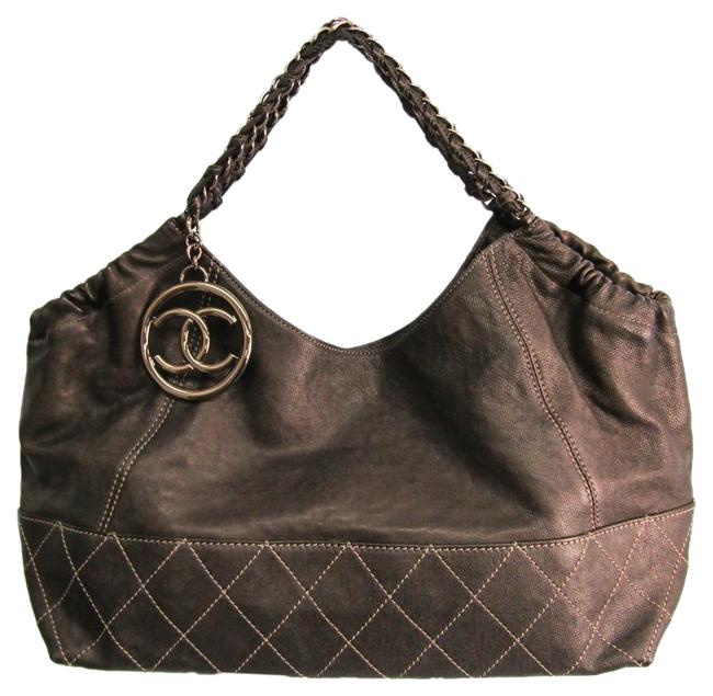 Chanel Wild Stitch Womens Metallic Brown Leather Shoulder Bag