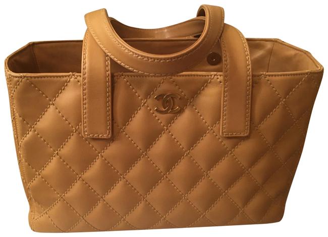 Chanel Wildstitch Quilted TanCamel Tote
