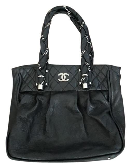 Chanel With Silver Hardware. Black Leather Tote