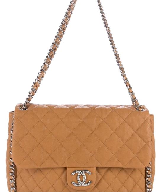 Chanel With Silver Hardware Camel Leather Tote