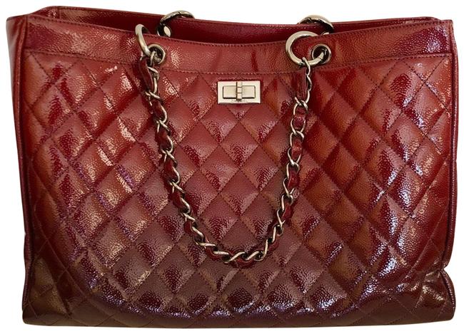 Chanel XL Burgundy Patent Leather Tote