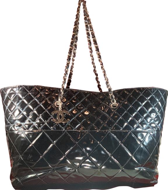Chanel XL Matrasse Black Patent Leather Tote