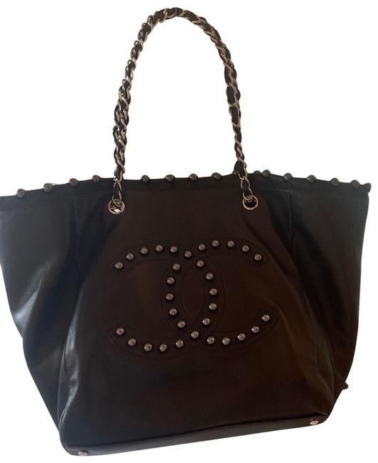 Chanel XL Pearl Obsession Black Lambskin Leather Tote