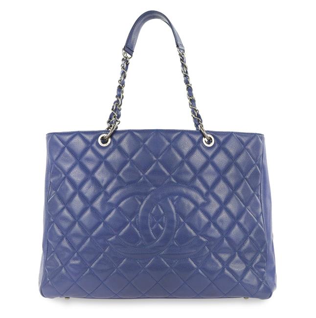 Chanel XL Shopping Blue Leather Tote