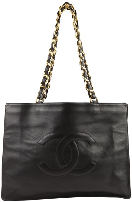 Chanel XL Vintage Cc Chain Black Lambskin Tote