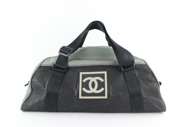 Chanel Duffle Sports Cc Logo Boston 10cz1217 Black Nylon WeekendTravel Bag