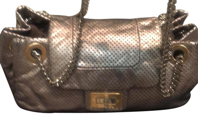 Chanel 11971130 Matalic Gray Leather Baguette