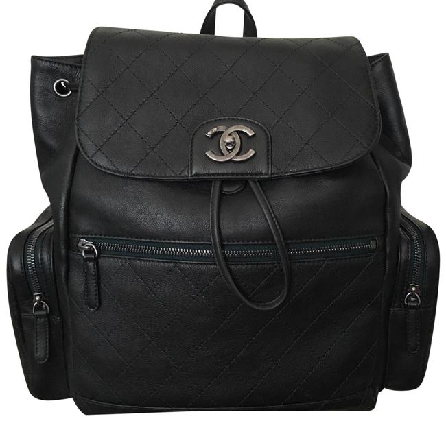 Chanel A91431 Cr17 In Dark Green Leather Backpack