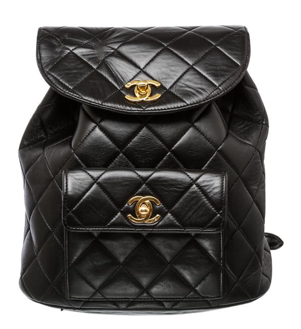 Chanel Lambskin Quilted Vintage 305622 Black Leather Backpack