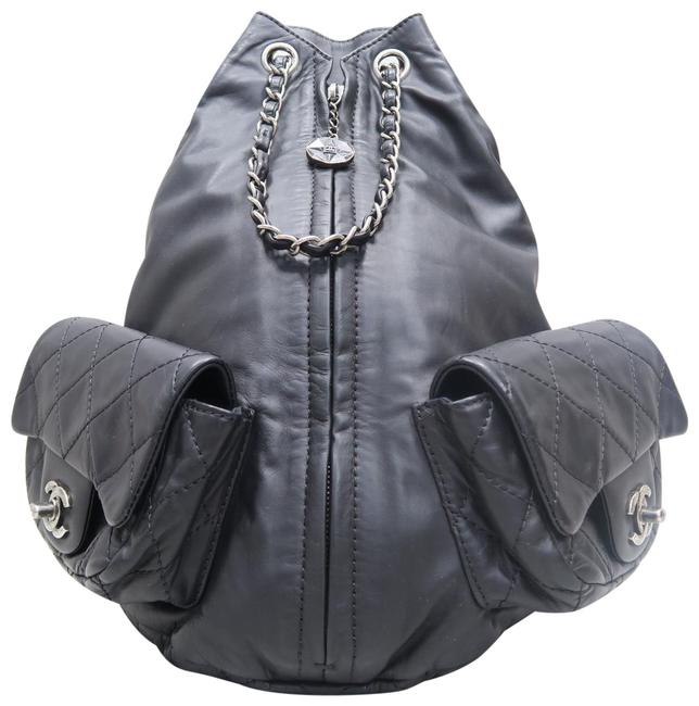 Chanel Medium Is Black Calfskin Leather Backpack